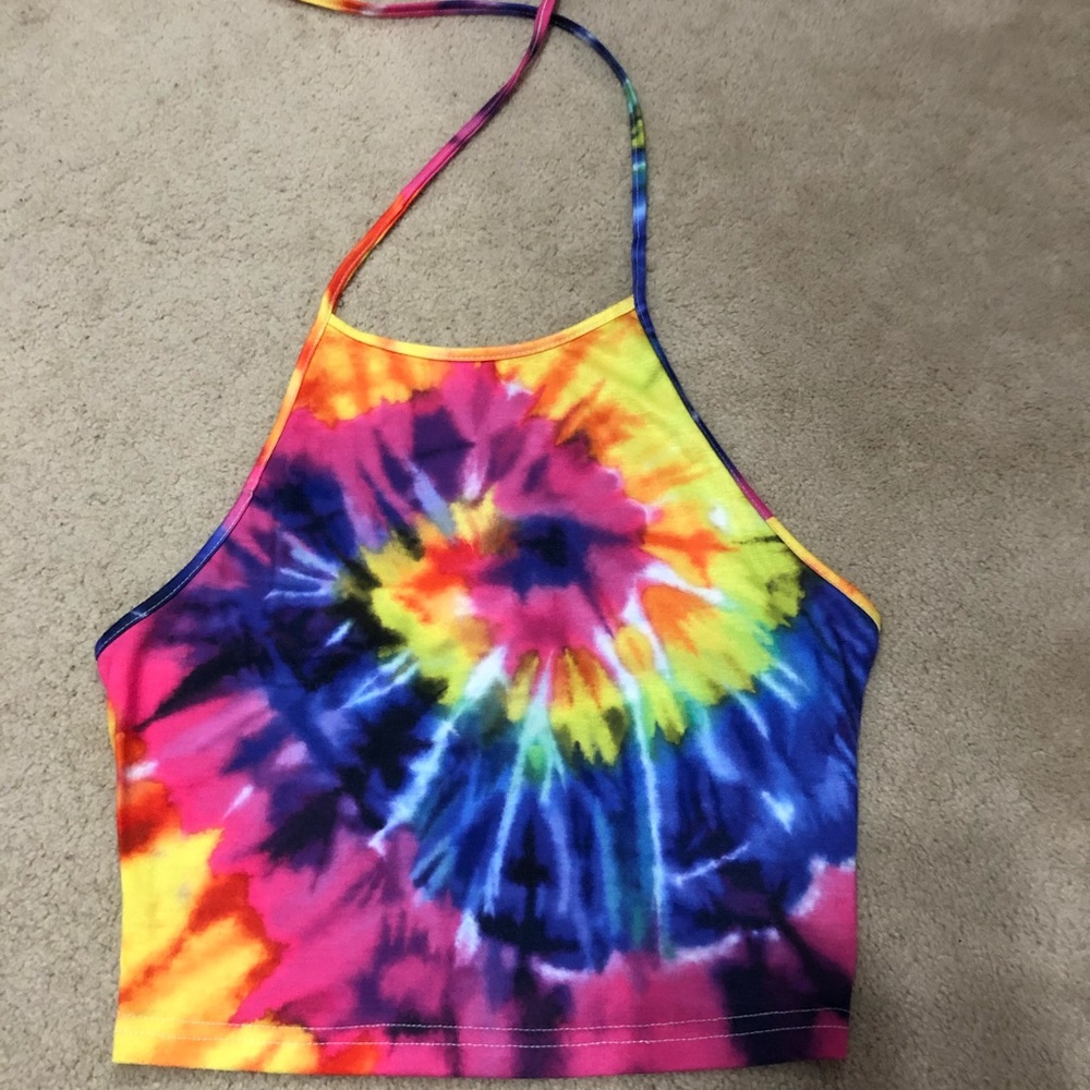 Tie-dye halter crop top